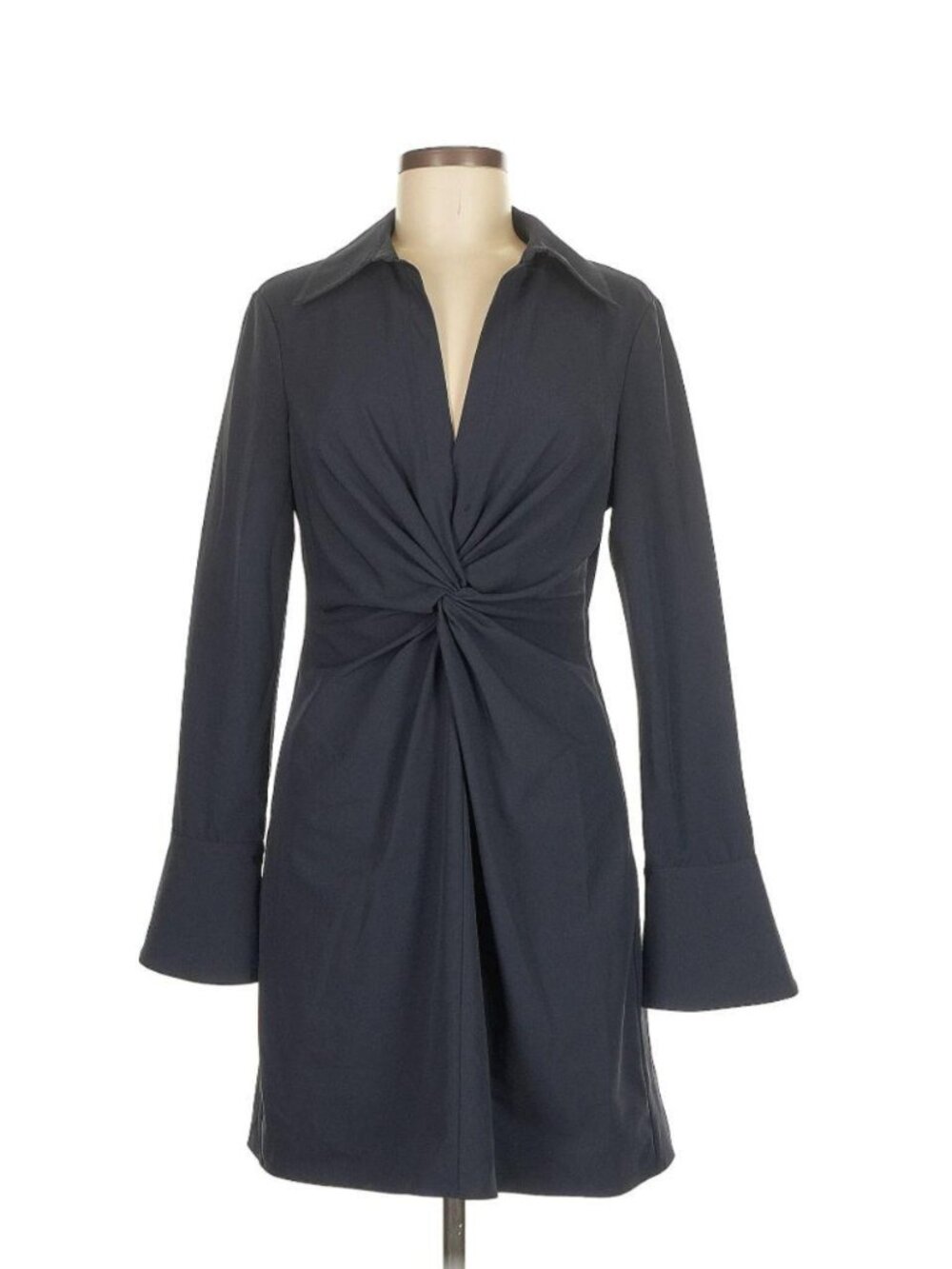 Cinq à Sept charcoal twist front collared mini dress